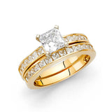 14K Yellow Gold Square CZ Engagement Ring