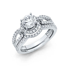 Load image into Gallery viewer, 14K White Gold 8mm Round CZ Duo Set