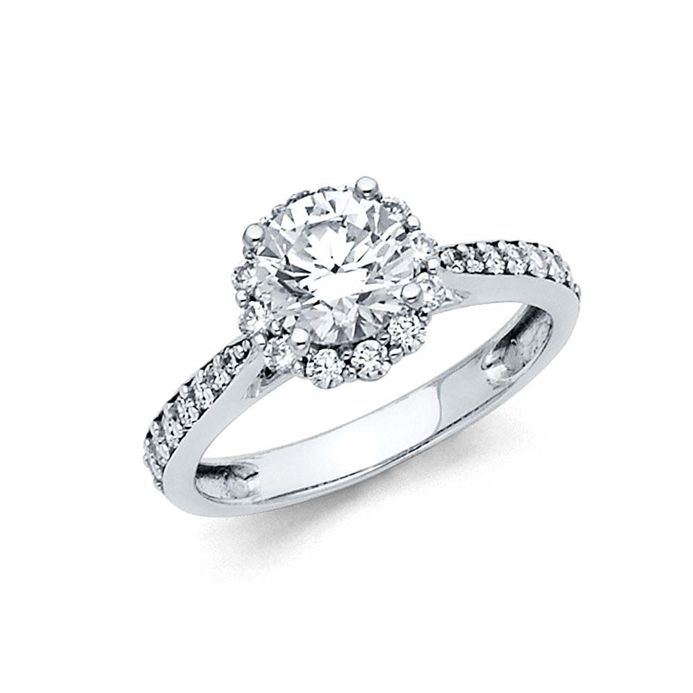 14K White Gold 2mm Round CZ Engagement Ring
