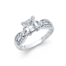 Load image into Gallery viewer, 14K White Gold 6mm Round CZ Engagement Ring