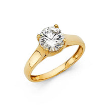 Load image into Gallery viewer, 14K Yellow Gold Polished Clear CZ Engagement Ring - silverdepot