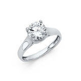 14K White Gold Polished Clear CZ Engagement Ring