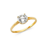 14K Yellow Gold Polished Clear CZ Engagement Ring