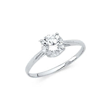 Load image into Gallery viewer, 14K White Gold Polished Clear CZ Engagement Ring - silverdepot