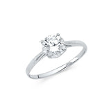 14K White Gold Polished Clear CZ Engagement Ring