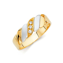 Load image into Gallery viewer, 14K Two Tone 6mm CZ Wedding Trio Mens Band Sets