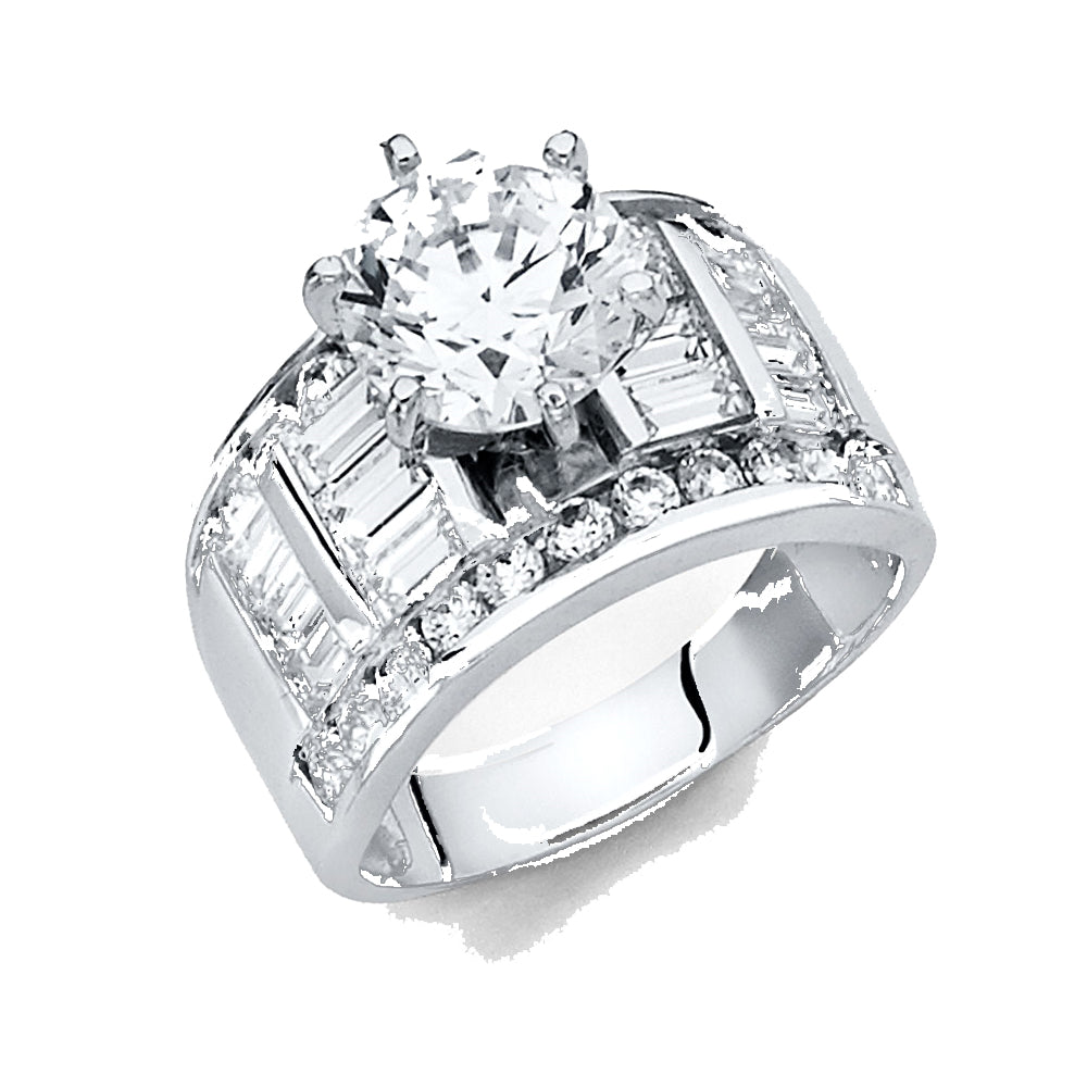 14K White CZ Engagement Ring