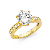 14K Yellow Gold 2.5mm Clear CZ Engagement Ring