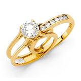 14K Yellow Gold 4mm Round CZ Engagement Ring