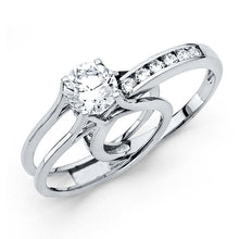 Load image into Gallery viewer, 14K White Gold 4mm Round CZ Engagement Ring
