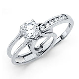 14K White Gold 4mm Round CZ Engagement Ring