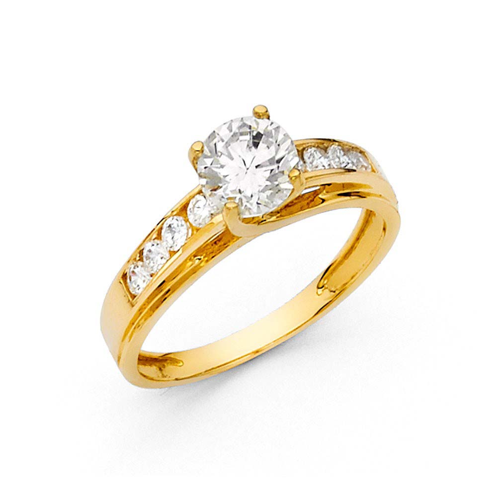 14K Yellow Gold 2.5mm Round CZ Engagement Ring