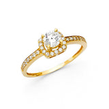 14K Yellow Gold 1.5mm Round CZ Engagement Ring