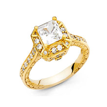 Load image into Gallery viewer, 14K Yellow Gold Polished Clear CZ Engagement Ring