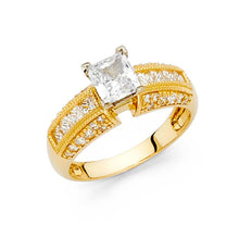 Load image into Gallery viewer, 14K Yellow Gold Polished Clear CZ Engagement Ring