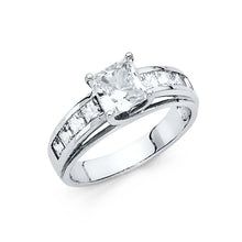 Load image into Gallery viewer, 14K White Gold Polished Clear CZ Engagement Ring