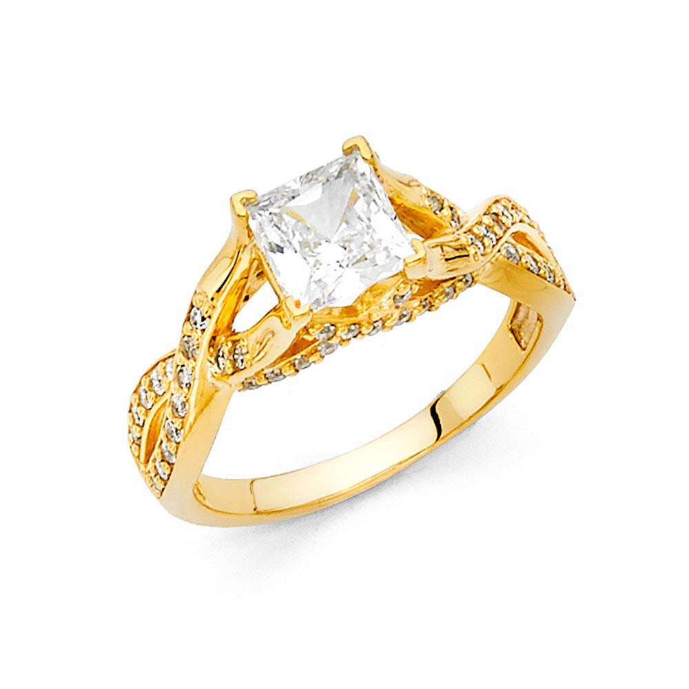 14K Yellow Gold Polished Clear CZ Engagement Ring