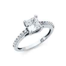 Load image into Gallery viewer, 14K White Gold Polished Clear CZ Engagement Ring