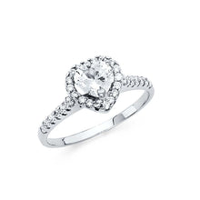 Load image into Gallery viewer, 14K White Gold Polished Clear CZ Engagement Ring