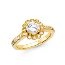 Load image into Gallery viewer, 14K Yellow Gold Polished Clear CZ Engagement Ring