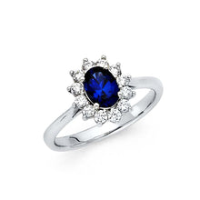 Load image into Gallery viewer, 14K White Gold Polished Blue Stone CZ Engagement Ring