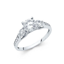 Load image into Gallery viewer, 14K White Gold Polished Clear CZ Engagement Ring