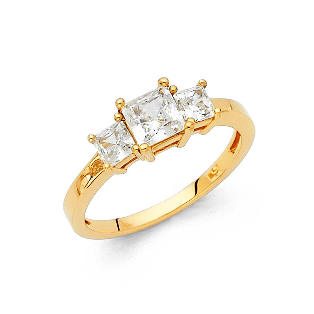 14K Yellow Gold Polished Clear CZ Engagement Ring