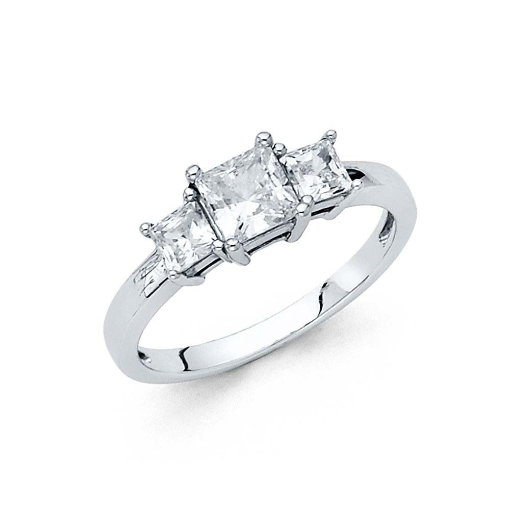 14K White Gold Polished Clear CZ Engagement Ring