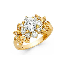 Load image into Gallery viewer, 14K Yellow Gold 3mm Fancy And Clear CZ Engagement Rings - silverdepot
