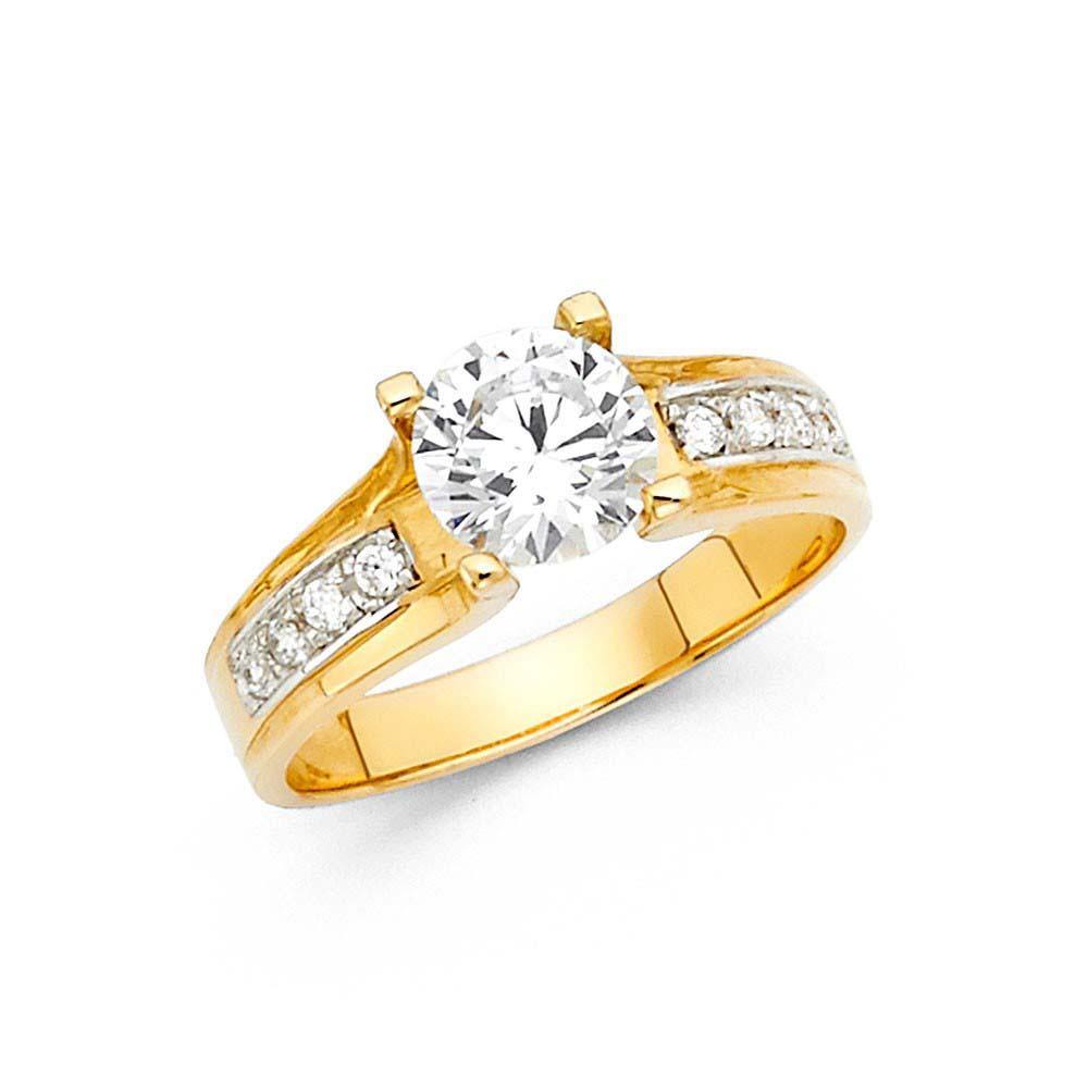 14K Yellow Gold Polished Clear CZ Engagement Ring - silverdepot