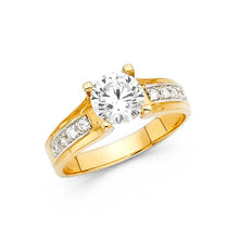 Load image into Gallery viewer, 14K Yellow Gold Polished Clear CZ Engagement Ring - silverdepot