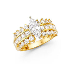 Load image into Gallery viewer, 14K Yellow Gold 10mm Fancy And Clear CZ Engagement Rings - silverdepot
