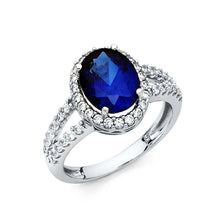 Load image into Gallery viewer, 14K White Gold 4mm Blue And Clear CZ Engagement Ring - silverdepot