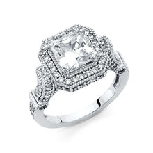 Load image into Gallery viewer, 14K White Gold 2.5mm Cubic Zirconia Center Stone Princess Shaped Engagement Ring - silverdepot