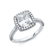 Load image into Gallery viewer, 14K White Gold 2mm Clear CZ Engagement Ring - silverdepot