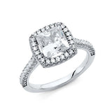 14K White Gold 2mm Clear CZ Engagement Ring
