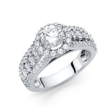 14K White Gold 7mm Cubic Zirconia Centre Stone Round Shaped Engagement Ring