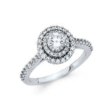 14K White Gold Polished Clear CZ Engagement Ring