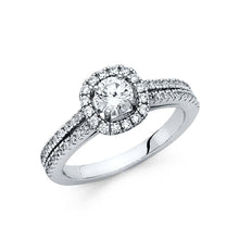 Load image into Gallery viewer, 14K White Gold Polished Clear CZ Engagement Ring - silverdepot