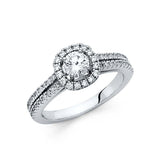 14K White Gold Polished Clear CZ Engagement Ring