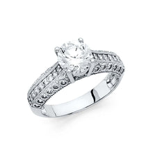 Load image into Gallery viewer, 14K White Gold Polished Clear CZ Engagement Ring - silverdepot