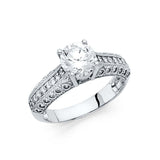 14K White Gold Polished Clear CZ Engagement Ring