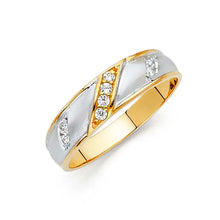 Load image into Gallery viewer, 14K Two Tone 6mm CZ Wedding Trio Mens Band Sets