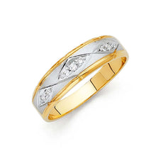 Load image into Gallery viewer, 14K Two Tone 6mm CZ Wedding Trio Men&#39;s Band Sets