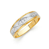 14K Two Tone 6mm CZ Wedding Trio Men's Band Sets