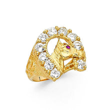 Load image into Gallery viewer, 14K Yellow Gold CZ Lucky Horseshoe Men&#39;s Ring - silverdepot