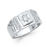 14K White CZ MENS Ring 8grams