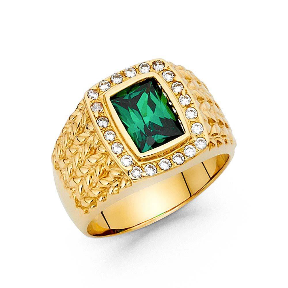 14K Yellow Gold CZ Men's Ring - silverdepot