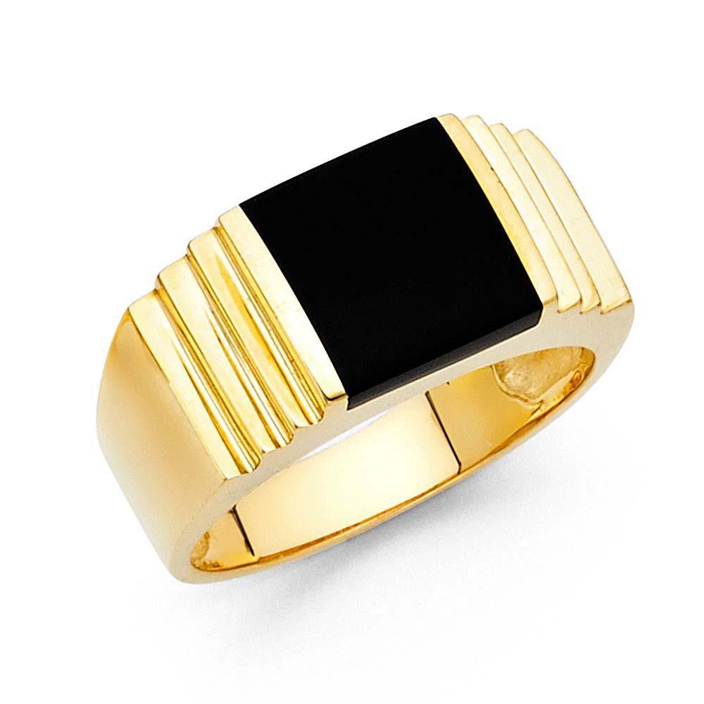14K Yellow Gold Onyx Men's Ring - silverdepot