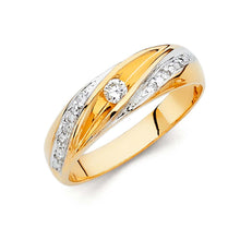 Load image into Gallery viewer, 14K Two Tone 6mm CZ Wedding Trio Mens Band Sets